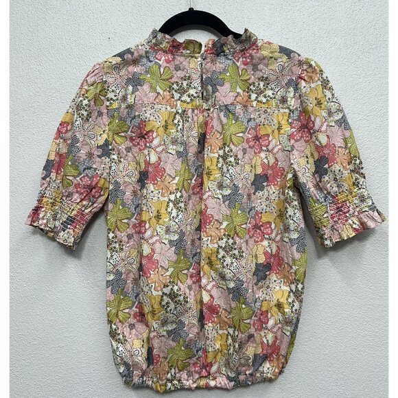 J.Crew Liberty Fabric Blouse Top Small Mauve Floral Smocked Puff Sleeve READ - Picture 3 of 9